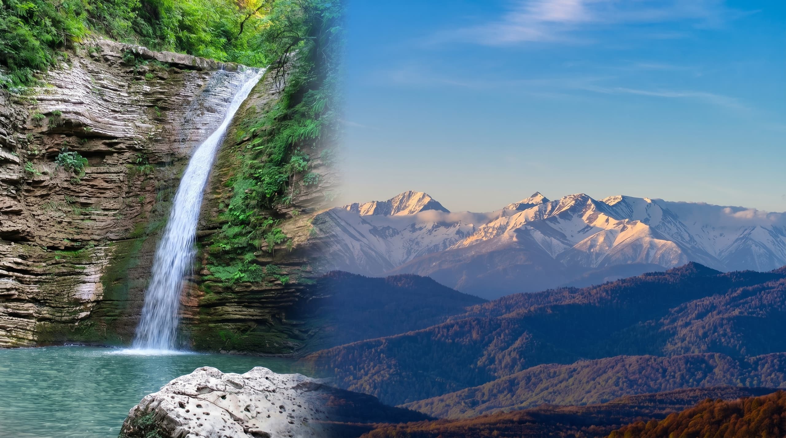 Водопады и горы